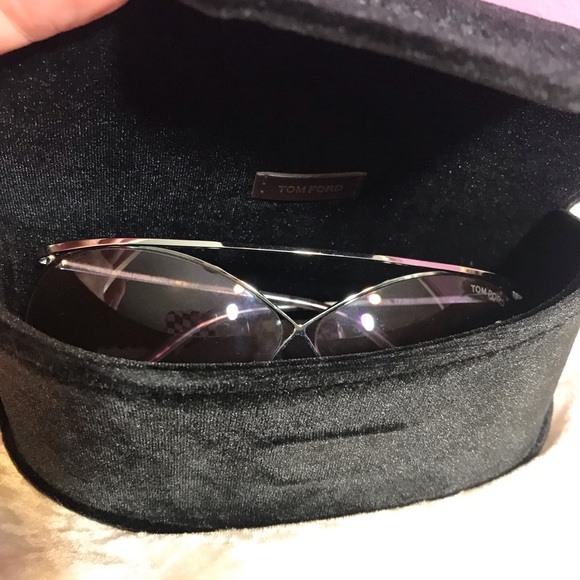 NEW * Tom Ford Stevie 59mm Polarized Aviator Sunglasses Shiny Palladium Burgundy - Picture 12 of 12